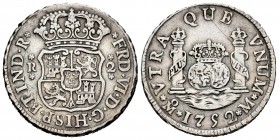 Fernando VI (1746-1759). 2 reales. 1752. México. M. (Cal-292). Ag. 6,69 g. Raya en reverso. MBC+. Est...65,00. /// ENGLISH: Ferdinand VI (1746-1759). ...