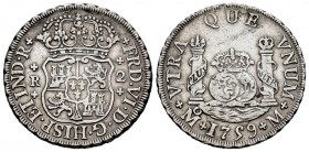 Fernando VI (1746-1759). 2 reales. 1759. México. M. (Cal-306). Ag. 6,69 g. Rayas. MBC+. Est...80,00. /// ENGLISH: Ferdinand VI (1746-1759). 2 reales. ...