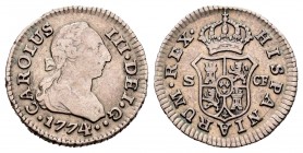 Carlos III (1759-1788). 1/2 real. 1774. Sevilla. CF. (Cal 2019-312). Ag. 1,41 g. Escasa. MBC/MBC+. Est...50,00. /// ENGLISH: Charles III (1759-1788). ...