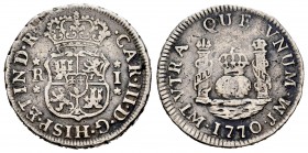 Carlos III (1759-1788). 1 real. 1770. Lima. JM. (Cal 2019-353). Ag. 3,19 g. Rayitas. Escasa. MBC-. Est...60,00. /// ENGLISH: Charles III (1759-1788). ...