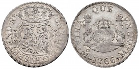 Carlos III (1759-1788). 2 reales. 1766. México. M. (Cal-650). Ag. 6,69 g. MBC+. Est...120,00. /// ENGLISH: Charles III (1759-1788). 2 reales. 1766. Mé...