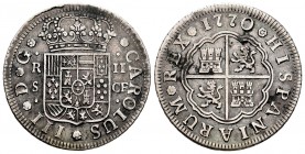Carlos III (1759-1788). 2 reales. 1770. Sevilla. CF. (Cal-779). Ag. 5,79 g. MBC. Est...40,00. /// ENGLISH: Charles III (1759-1788). 2 reales. 1770. Se...