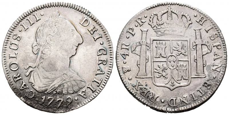 Carlos III (1759-1788). 4 reales. 1779. Potosí. PR. (Cal-941). Ag. 13,34 g. Ocid...