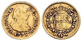 Carlos III (1759-1788). 1/2 escudo. 1779. Sevilla. CF. (Cal-1310). Au. 1,76 g. MBC-/MBC. Est...150,00. /// ENGLISH: Charles III (1759-1788). 1/2 escud...