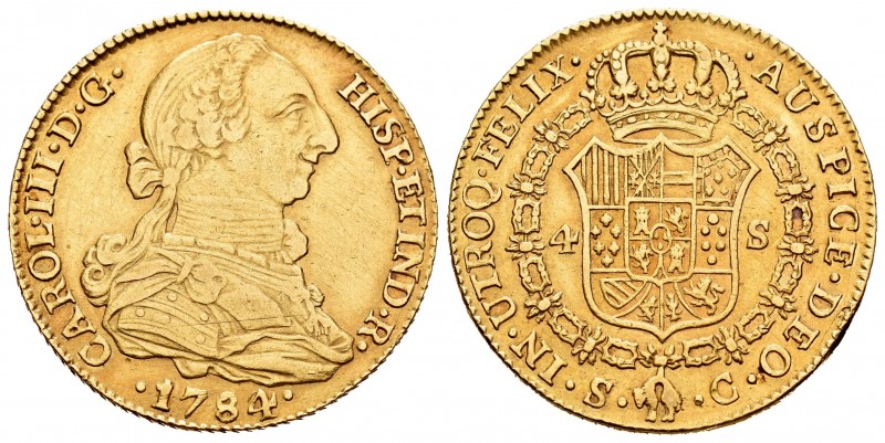 Carlos III (1759-1788). 4 escudos. 1784. Sevilla. C. (Cal 2019-1895). Au. 13,46 ...