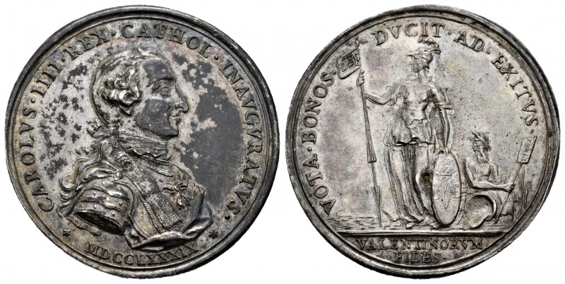Carlos IV (1788-1808). Medalla de Proclamación. 1789. Valencia. (H-107). Anv.:  ...