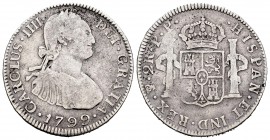 Carlos IV (1788-1808). 2 reales. 1799. Potosí. PP. (Cal 2019-666). Ag. 13,46 g. BC. Est...20,00. /// ENGLISH: Charles IV (1788-1808). 2 reales. 1799. ...