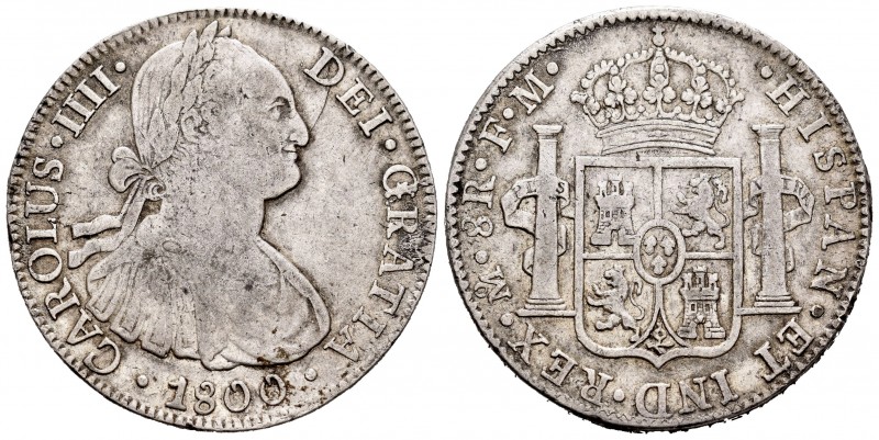 Carlos IV (1788-1808). 8 reales. 1800. México. FM. (Cal-965). Ag. 26,85 g. BC+. ...