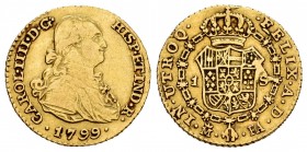 Carlos IV (1788-1808). 1 escudo. 1799. Madrid. FA. (Cal-1118). Au. 3,37 g. MBC-. Est...170,00. /// ENGLISH: Charles IV (1788-1808). 1 escudo. 1799. Ma...