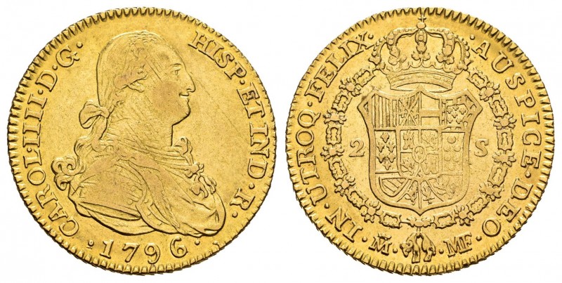 Carlos IV (1788-1808). 2 escudos. 1796. Madrid. MF. (Cal 2019-1288). Au. 6,68 g....