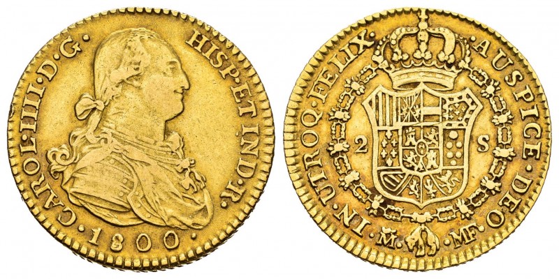 Carlos IV (1788-1808). 2 escudos. 1800. Madrid. MF. (Cal 2019-1297). Au. 6,76 g....