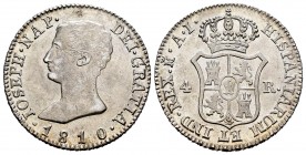 José Napoleón (1808-1814). 4 reales. 1810. Madrid. AI. (Cal 2019-14). Ag. 5,83 g. Restos de brillo original. EBC. Est...110,00. /// ENGLISH: Joseph Na...