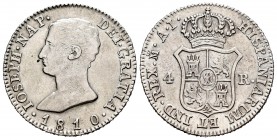 José Napoleón (1808-1814). 4 reales. 1810. Madrid. AI. (Cal-14). Ag. 5,88 g. MBC+. Est...60,00. /// ENGLISH: Joseph Napoleon (1808-1814). 4 reales. 18...