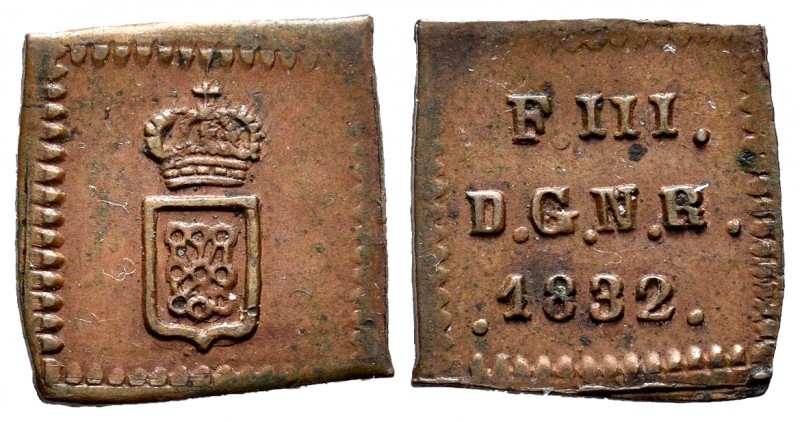 Fernando VII (1808-1833). 1/2 maravedí. 1832. Pamplona. (Cal 2019-30). Ae. 1,00 ...