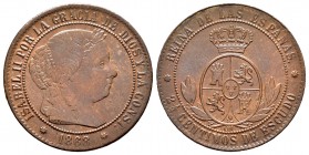 Isabel II (1833-1868). 2 1/2 céntimos de escudo. 1868. Barcelona. OM. (Cal-233). Ae. 5,98 g. MBC+. Est...25,00. /// ENGLISH: Elizabeth II (1833-1868)....