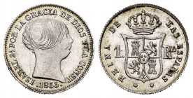 Isabel II (1833-1868). 1 real. 1853. Barcelona. (Cal 2008-398). (Cal 2019-276). Ag. 1,36 g. EBC. Est...65,00. /// ENGLISH: Elizabeth II (1833-1868). 1...