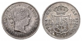 Isabel II (1833-1868). 1 real. 1860. Madrid. (Cal-285). Ag. 132,00 g. Rayita en anverso. MBC+/EBC-. Est...30,00. /// ENGLISH: Elizabeth II (1833-1868)...