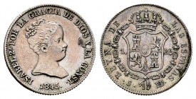 Isabel II (1833-1868). 1 real. 1845. Sevilla. RD. (Cal-316). Ag. 1,40 g. MBC. Est...50,00. /// ENGLISH: Elizabeth II (1833-1868). 1 real. 1845. Sevill...