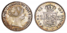 Isabel II (1833-1868). 1 real. 1855. Sevilla. (Cal 2008-437). (Cal 2019-325). Ag. 1,31 g. Tono. EBC+/SC-. Est...90,00. /// ENGLISH: Elizabeth II (1833...