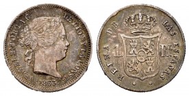 Isabel II (1833-1868). 1 real. 1863. Sevilla. (Cal-336). Ag. 1,33 g. Golpecitos en el canto. MBC. Est...30,00. /// ENGLISH: Elizabeth II (1833-1868). ...