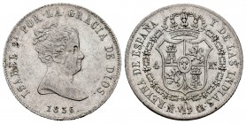 Isabel II (1833-1868). 4 reales. 1836. Madrid. CR. (Cal-443). Ag. 5,94 g. Leyenda de anverso terminada en DIOS. Golpecitos en el canto. EBC-. Est...16...