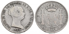 Isabel II (1833-1868). 10 reales. 1852. Sevilla. (Cal-547). Ag. 12,79 g. BC+. Est...35,00. /// ENGLISH: Elizabeth II (1833-1868). 10 reales. 1852. Sev...