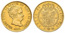 Isabel II (1833-1868). 80 reales. 1841. Barcelona. PS. (Cal 2019-707). Au. 6,69 g. Golpecitos en el canto. MBC+. Est...300,00. /// ENGLISH: Elizabeth ...