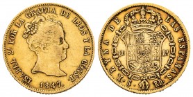 Isabel II (1833-1868). 80 reales. 1847. Sevilla. RD. (Cal 2019-753). Au. 6,70 g. Escasa. MBC. Est...300,00. /// ENGLISH: Elizabeth II (1833-1868). 80 ...