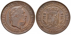 Carlos VII (1872-1876). 10 céntimos. 1875. Oñate. (Cal-6). Ae. 9,96 g. Leves golpecitos en el canto. EBC. Est...90,00. /// ENGLISH: Carlos VII (1872-1...