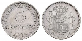 Alfonso XIII (1886-1931). 5 centavos. 1896. Puerto Rico. PGV. (Cal 2019-124). Ag. 1,25 g. EBC. Est...200,00. /// ENGLISH: Alfonso XIII (1886-1931). 5 ...