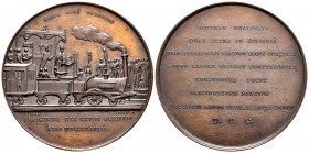 Isabel II (1833-1868). Medalla. 1848. Mataró (Barcelona). (RAH-602). Ae. 77,41 g. Inauguración del Ferrocarril Barcelona-Mataró. Grabadores: Lorenzale...