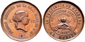 Isabel II (1833-1868). Medalla. 1862. Granada. (Inventario del museo Lázaro Galdiano nº 5435). (Vq-no cita). Ae. 24,44 g. Exposición Provincial. Grana...