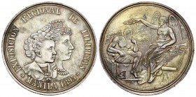 Alfonso XIII (1886-1931). Medalla. 1895. Manila. (Vives-572). Ag. 38,33 g. EXPOSICIÓN REGIONAL DE FILIPINAS. 41 mm. Golpecitos en el canto. EBC+. Est....