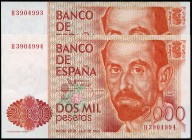 2000 pesetas. 1980. (Ed 2017-479a). 22 de julio, Juan Ramón Jiménez. Serie H. Pareja correlativa. SC. Est...40,00. /// ENGLISH: 2000 pesetas. 1980. (E...
