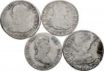 Lote de 4 monedas de 2 reales Carlos III (2), Carlos IV (1) y Fernando VII (1). A EXAMINAR. BC-/BC+. Est...40,00. /// ENGLISH: Lote de 4 monedas de 2 ...