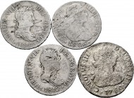 Lote de 4 monedas de 2 reales Carlos III (1), Carlos IV (1) y Fernando VII (2). A EXAMINAR. BC-/BC. Est...35,00. /// ENGLISH: Lote de 4 monedas de 2 r...