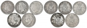 Lote de 5 piezas de 50 céntimos de 1894. A EXAMINAR. BC+/MBC+. Est...50,00. /// ENGLISH: Lote de 5 piezas de 50 céntimos de 1894. A EXAMINAR. Choice F...