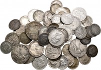 Lote de 139 monedas del Centenario de la Peseta; 34 de 2 pesetas, 1870 (27), 1879 (1), 1881 (1), 1882 (5); 23 de 1 peseta, 1869 (1), 1876 (1), 1882 (1...