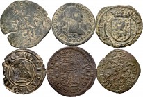 Lote de 6 cobres diferentes de la Monarquía Española. A EXAMINAR. BC/BC+. Est...50,00. /// ENGLISH: Lote de 6 cobres diferentes de la Monarquía Españo...
