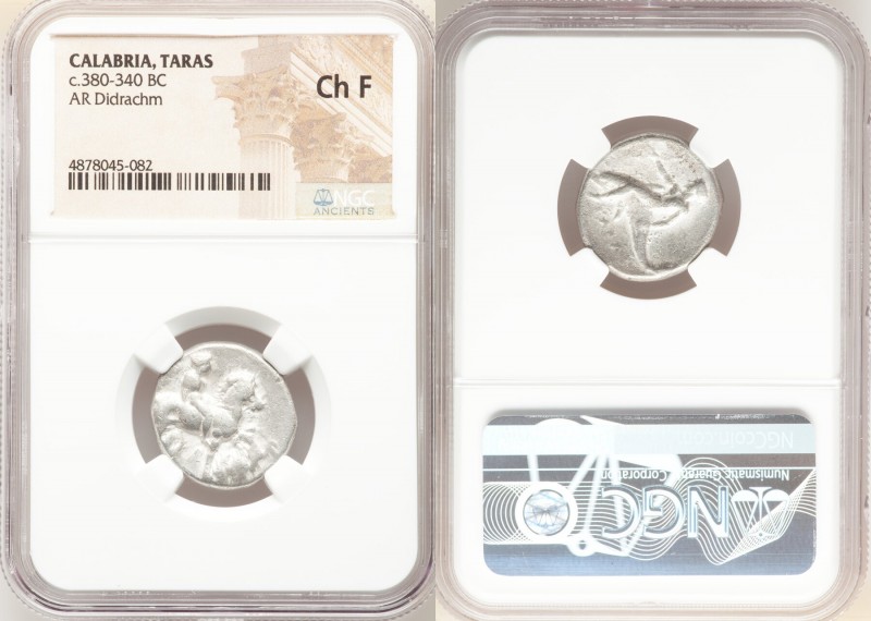 CALABRIA. Tarentum. Ca. 380-340 BC. AR didrachm (20mm, 9h). NGC Choice Fine. Ca....