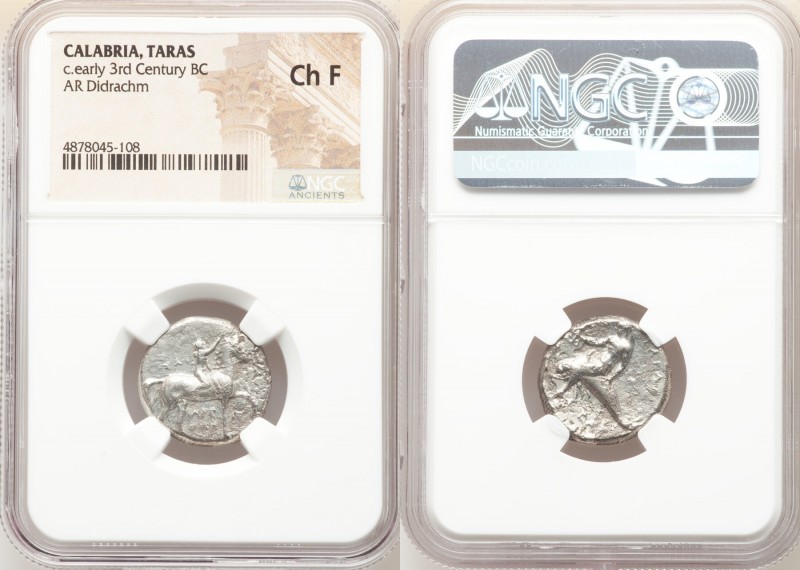 CALABRIA. Tarentum. Ca. 302-280 BC. AR stater or didrachm (19mm, 1h). NGC Choice...