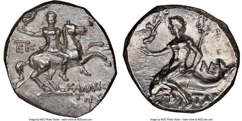 CALABRIA. Tarentum. Ca. 240-228 BC. AR stater or didrachm (20mm, 6.50 gm, 10h). ...