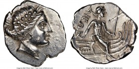 EUBOEA. Histiaia. Ca. 3rd-2nd centuries BC. AR tetrobol (15mm, 10h). NGC AU 4/5 - 4/5. Ca. 168-148 BC. Head of nymph right, wearing vine-leaf crown, e...