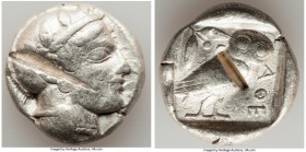 ATTICA. Athens. Ca. 465-455 BC. AR tetradrachm (25mm, 17.12 gm, 6h). Choice Fine, test cuts. Head of Athena right, wearing crested Attic helmet orname...
