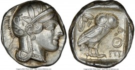 ATTICA. Athens. Ca. 440-404 BC. AR tetradrachm (25mm, 17.20 gm, 7h). NGC Choice AU 5/5 - 4/5. Mid-mass coinage issue. Head of Athena right, wearing cr...