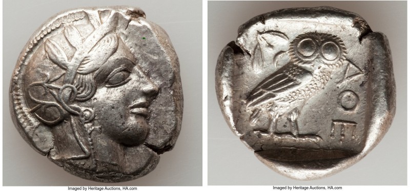 ATTICA. Athens. Ca. 440-404 BC. AR tetradrachm (25mm, 17.16 gm, 9h). Choice Fine...