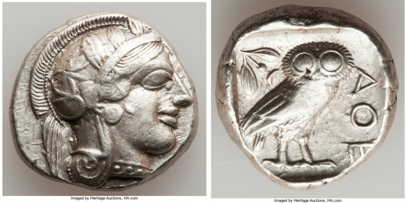 ATTICA. Athens. Ca. 440-404 BC. AR tetradrachm (24mm, 17.18 gm, 11h). AU. Mid-ma...
