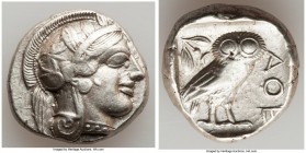 ATTICA. Athens. Ca. 440-404 BC. AR tetradrachm (24mm, 17.18 gm, 11h). AU. Mid-mass coinage issue. Head of Athena right, wearing crested Attic helmet o...
