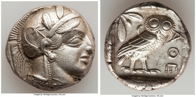 ATTICA. Athens. Ca. 440-404 BC. AR tetradrachm (24mm, 17.20 gm, 3h). AU. Mid-mas...