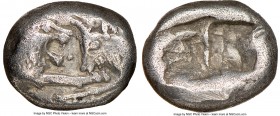 LYDIAN KINGDOM. Croesus (ca. 561-546 BC). AR sixth-stater or hecte (10mm). NGC VF, scuff. Sardes, ca. 550-546 BC. Confronted foreparts of lion right a...